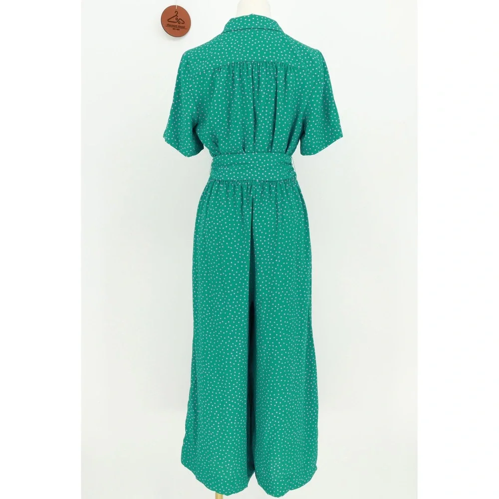 Kate Spade New York Wide Leg Cropped Belted Poolside Dot Jumpsuit Size 4 NWOT‎